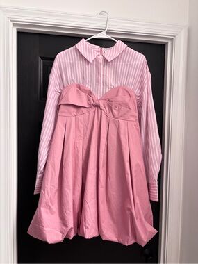 Anthropologie Mare Mare Layered Twofer Bubble Mini Shirt Dress Size Large